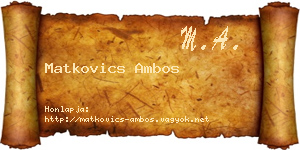 Matkovics Ambos névjegykártya